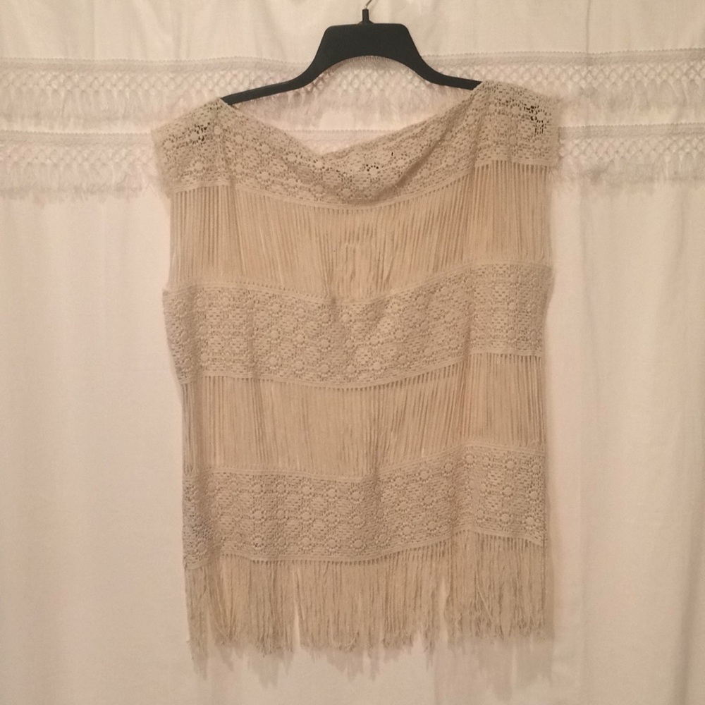 Women’s Anthropologie boho fringe top